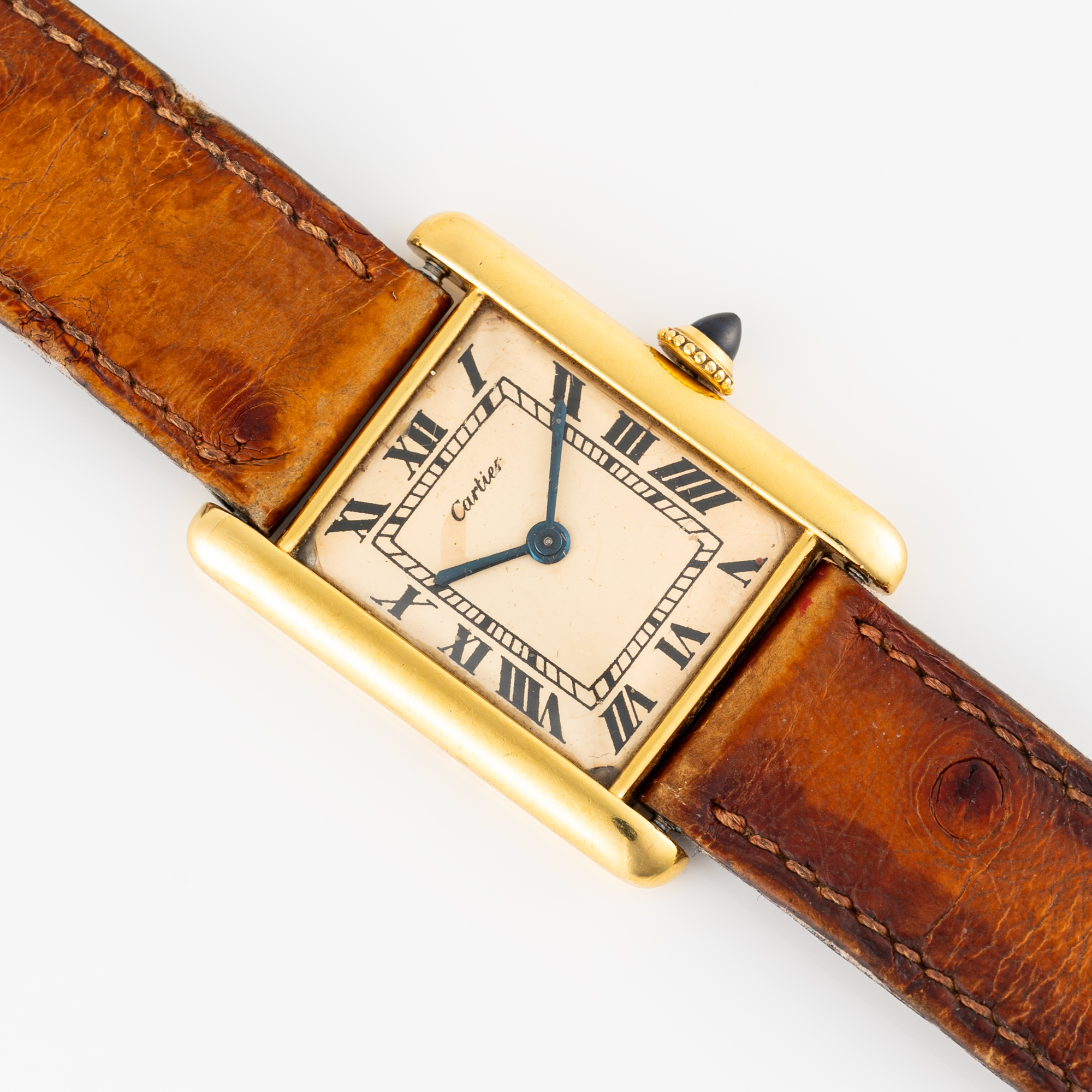 A VERY RARE GENTLEMAN'S SIZE 18K SOLID GOLD CARTIER LONDON TANK JC EXTRA PLATE WRIST WATCH CIRCA - Image 3 of 12