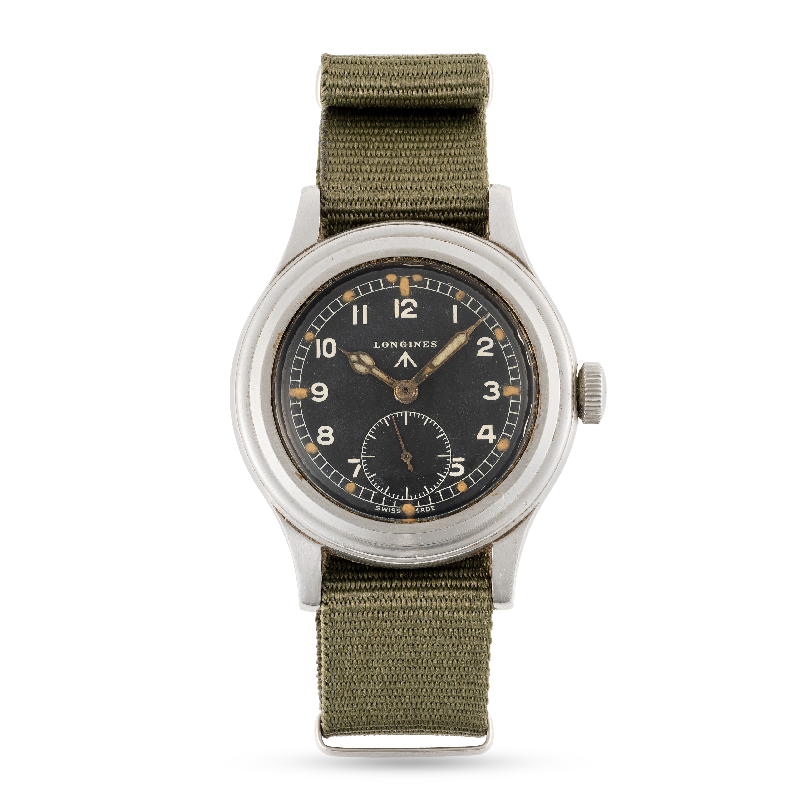 A GENTLEMAN'S STAINLESS STEEL BRITISH MILITARY LONGINES W.W.W. WRIST WATCH CIRCA 1945, PART OF - Image 2 of 8