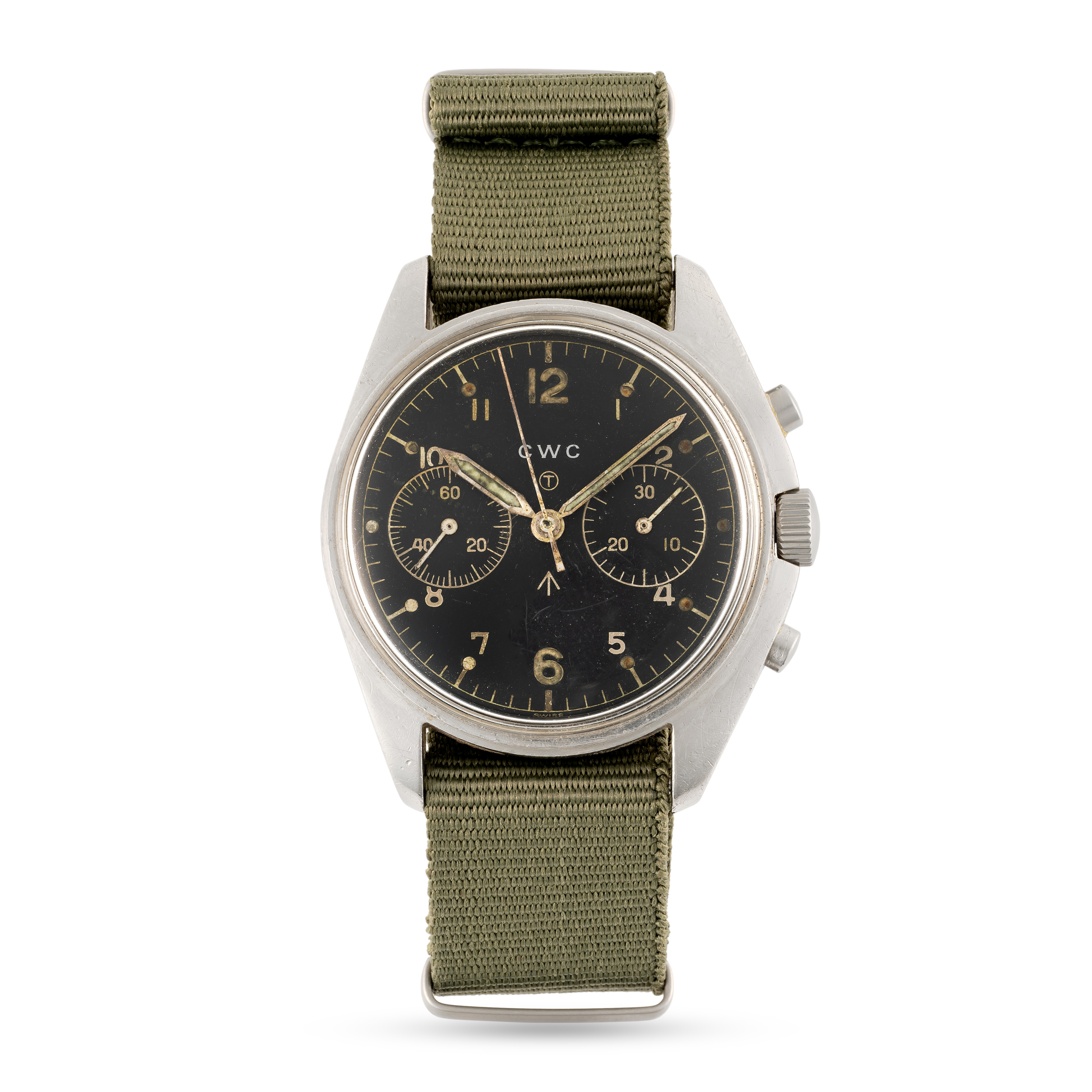 A GENTLEMAN'S STAINLESS STEEL BRITISH MILITARY CWC ROYAL NAVY PILOTS CHRONOGRAPH WRIST WATCH DATED - Image 2 of 7