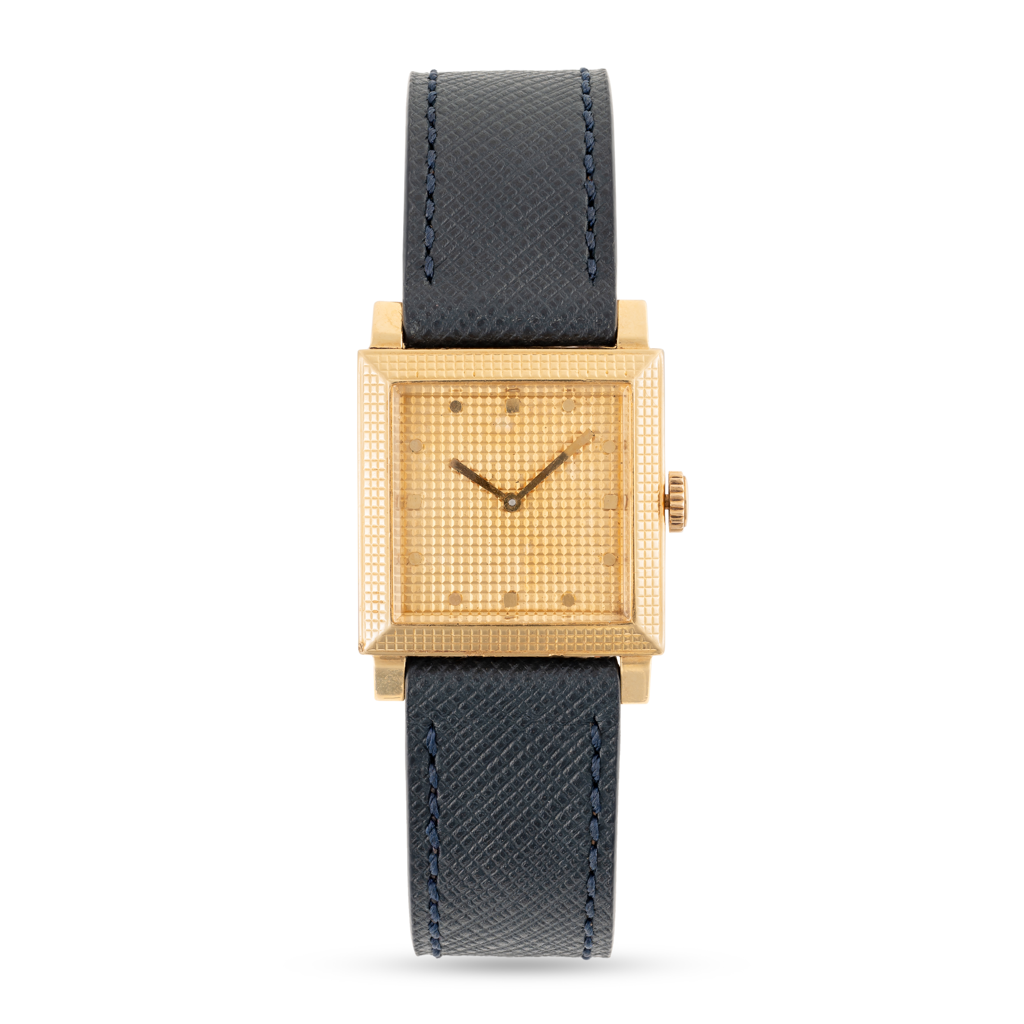 A RARE GENTLEMAN'S SIZE 18K SOLID GOLD BOUCHERON PARIS CARREE WRIST WATCH CIRCA 1950s Movement: - Image 2 of 9