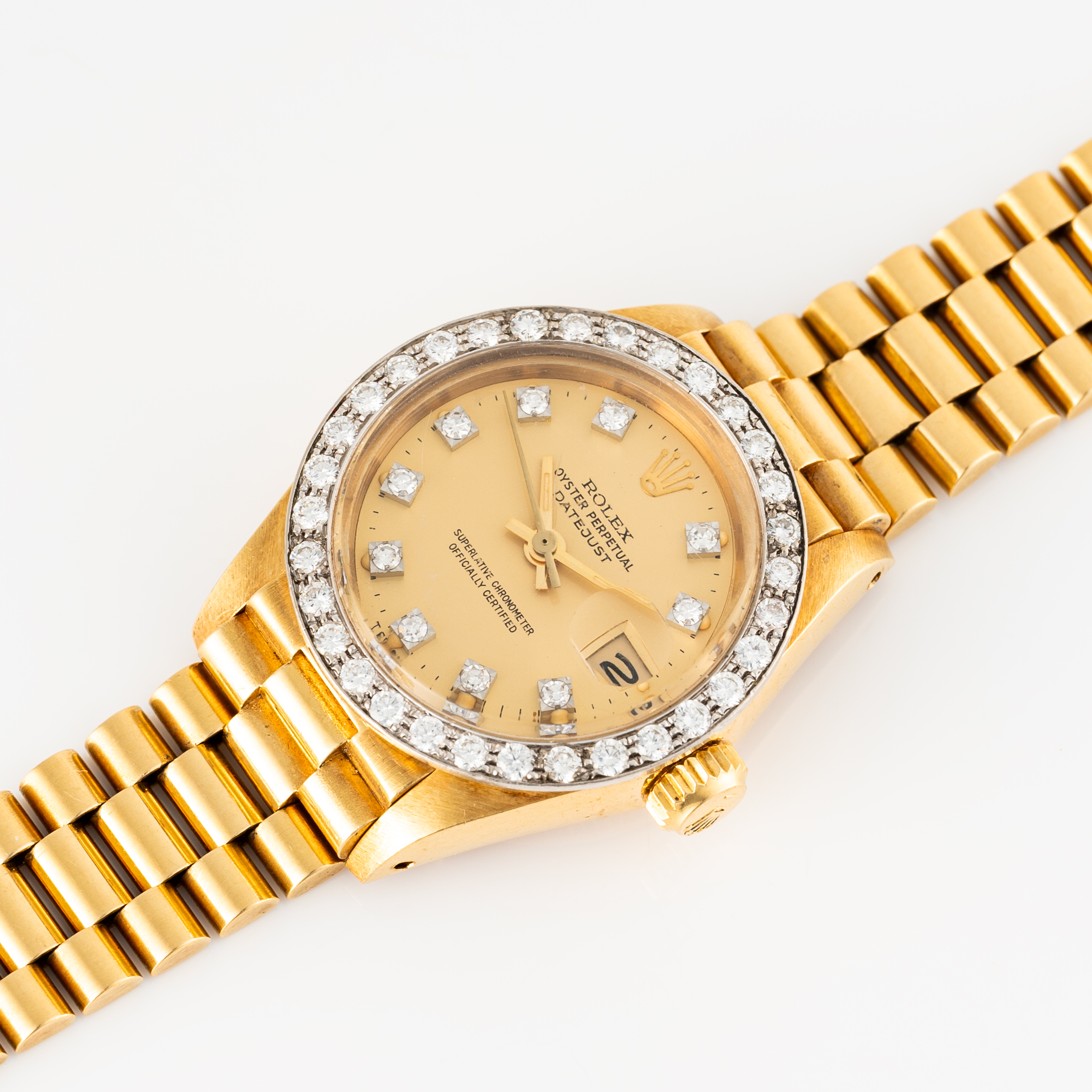 A LADY'S FINE 18K SOLID GOLD & DIAMOND ROLEX OYSTER PERPETUAL DATEJUST BRACELET WATCH CIRCA 1983, - Bild 3 aus 9