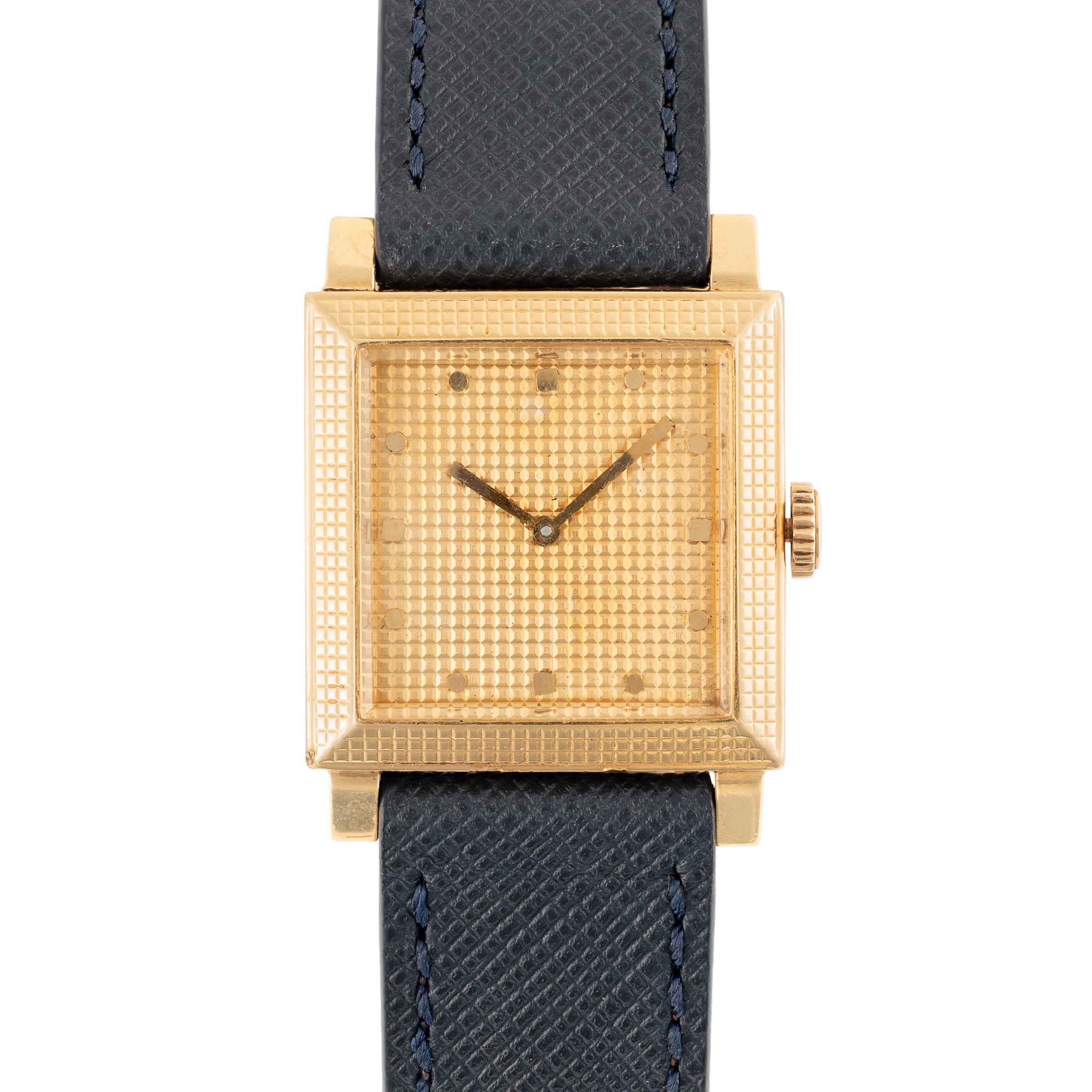 A RARE GENTLEMAN'S SIZE 18K SOLID GOLD BOUCHERON PARIS CARREE WRIST WATCH CIRCA 1950s Movement: - Image 9 of 9