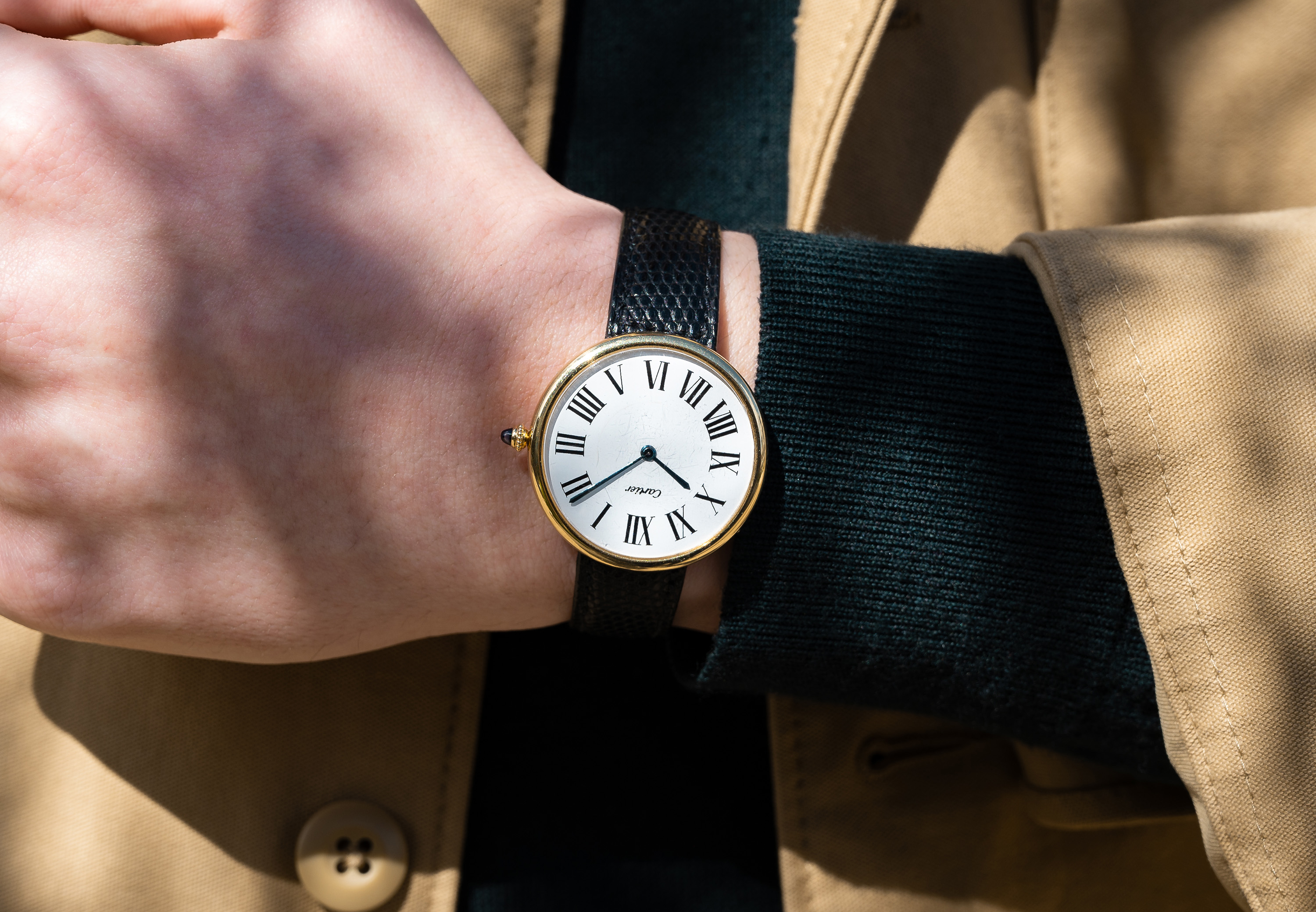 AN EXTREMELY RARE GENTLEMAN'S SIZE 18K SOLID GOLD CARTIER LONDON MAXI RONDE WRIST WATCH CIRCA - Bild 3 aus 16