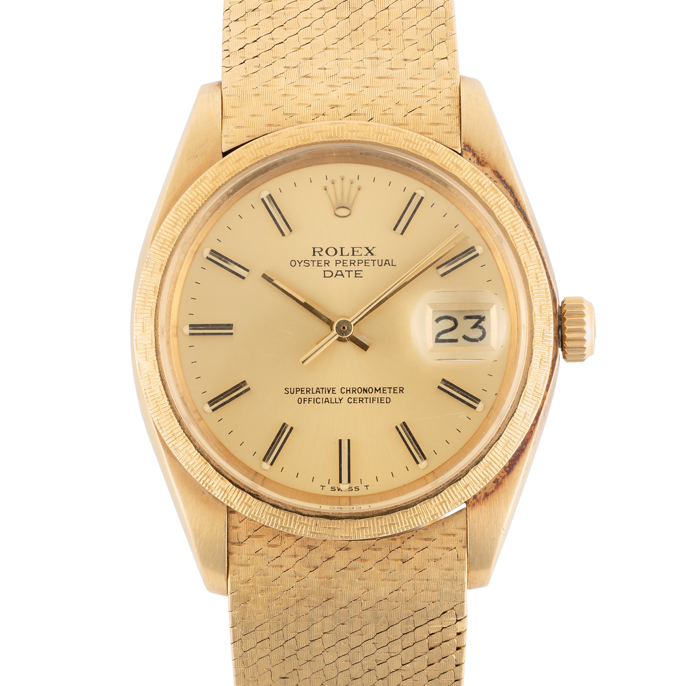 A RARE GENTLEMAN'S SIZE 18K SOLID GOLD ROLEX OYSTER PERPETUAL DATE BRACELET WATCH DATED 1978, REF. - Image 12 of 12