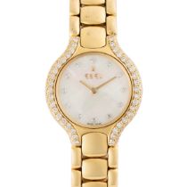 A LADY'S 18K SOLID GOLD & DIAMOND EBEL BELUGA BRACELET WATCH DATED 2008, REF. 8157418-10/8157411