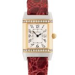 A LADY'S STAINLESS STEEL & GOLD JAEGER LECOULTRE REVERSO FLORALE WRIST WATCH CIRCA 2005, REF. 265.