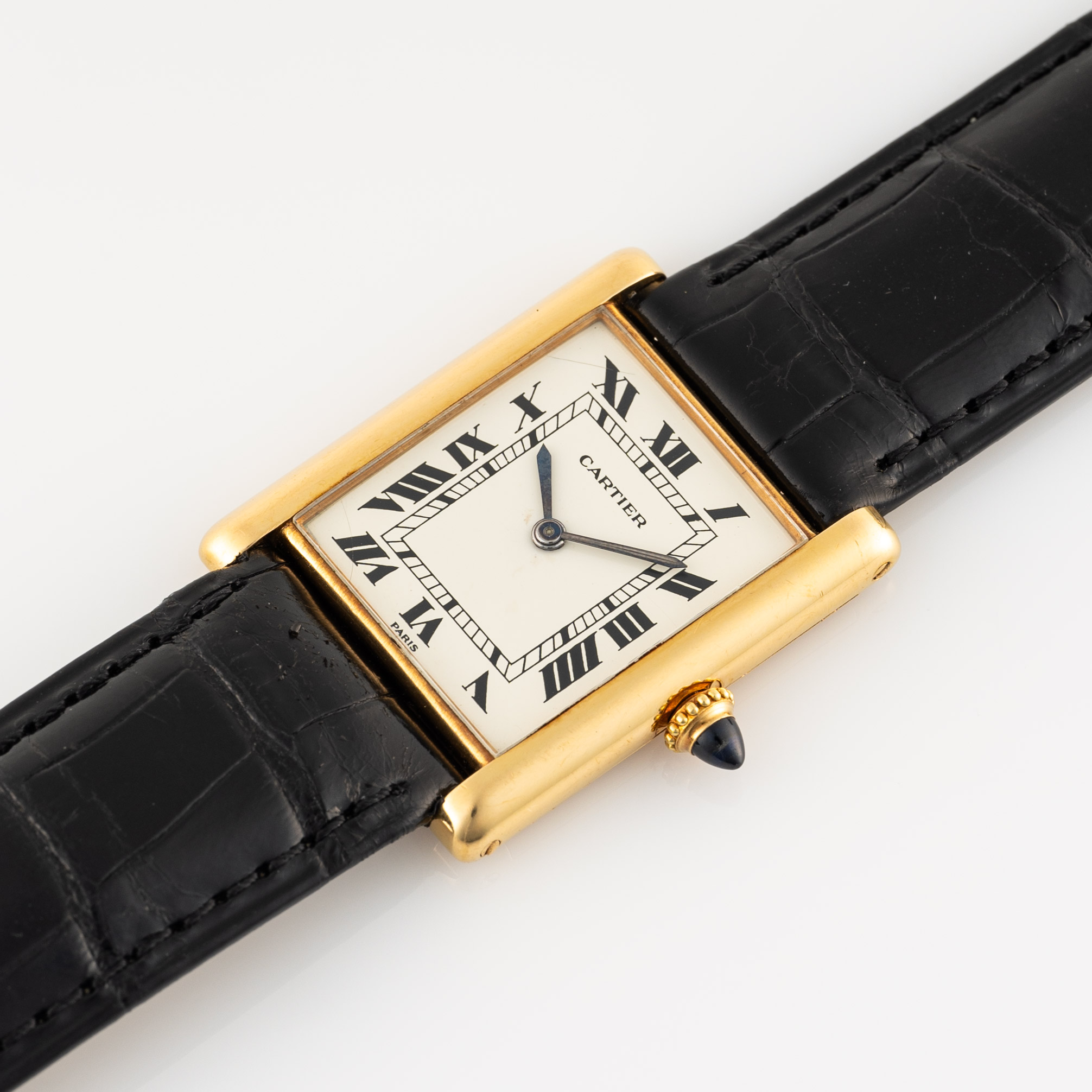 A GENTLEMAN'S SIZE 18K SOLID GOLD CARTIER PARIS TANK LOUIS EXTRA PLATE WRIST WATCH CIRCA 1970s, REF. - Image 2 of 7