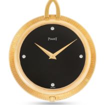 A FINE 18K SOLID GOLD & DIAMOND PIAGET POCKET WATCH CIRCA 1970s, REF. 990 WITH ONYX STONE DIAL