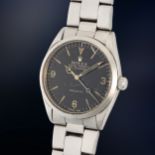 A GENTLEMAN'S SIZE STAINLESS STEEL ROLEX OYSTER PERPETUAL EXPLORER PRECISION BRACELET WATCH CIRCA