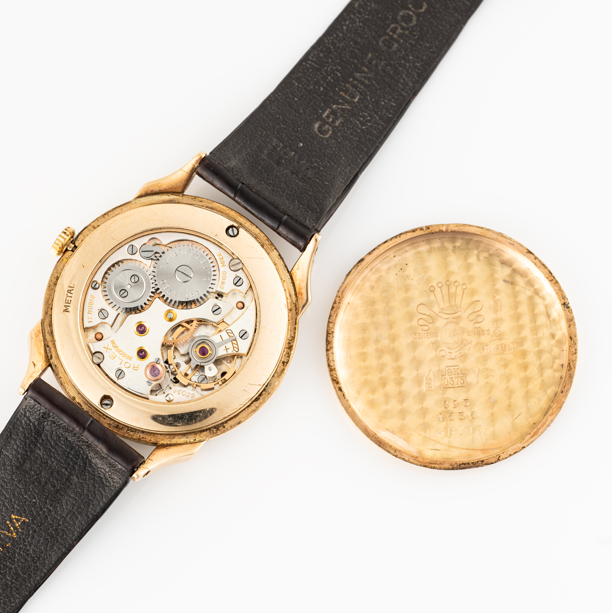 A RARE GENTLEMAN'S SIZE 9CT SOLID GOLD ROLEX PRECISION WRIST WATCH CIRCA 1950s, WITH SCALLOPED - Image 8 of 9