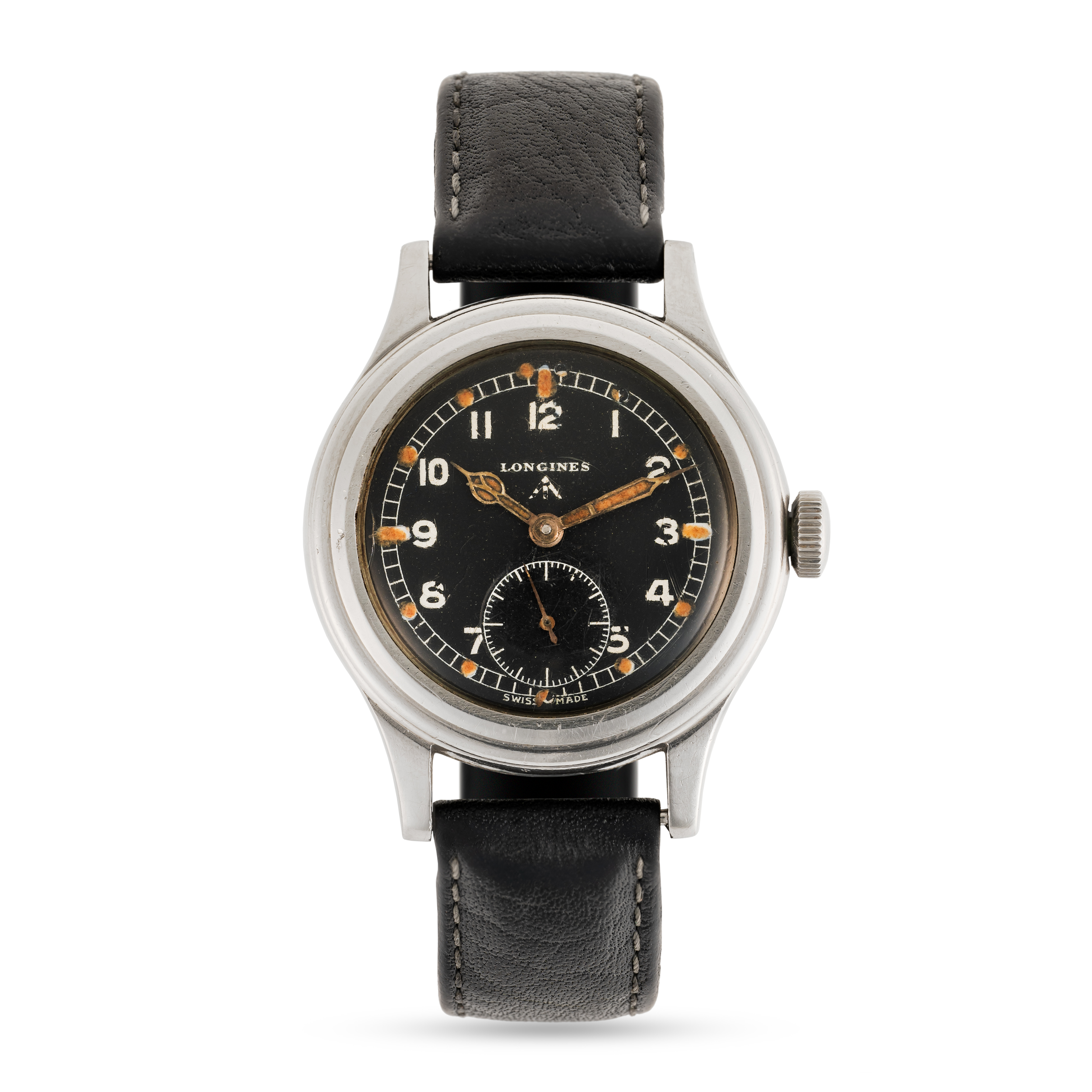 A GENTLEMAN'S STAINLESS STEEL BRITISH MILITARY LONGINES W.W.W. WRIST WATCH CIRCA 1945, PART OF - Image 2 of 8