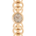 A LADY'S 18K SOLID PINK GOLD CARTIER BACK WIND BRACELET WATCH CIRCA 1950s Movement: 17J, manual