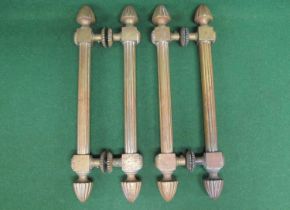Two pairs of heavy solid brass reeded door handles believed to be from a French casino - total