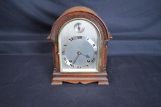 Lawson & Son oak cased mantel clock having silvered dial with Roman Numerals and black hands - 8.