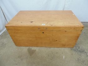 Rectangular pine trunk with side carrying handles - 39.5" x 21" x 18" tall Please note