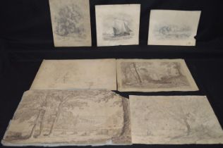 Ralph W Lucas (1796-1874) quantity of unframed artwork of rural scenes together with three other