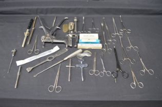 Collection of surgical tools to include a Young & Son stitching tools Please note descriptions are