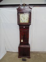 Glaridy, Chepstow, inlaid mahogany longcase clock having square painted enamel face with Roman