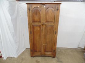 Reproduction oak Webber Furniture (Made in Croydon) wardrobe, the two arched panelled doors