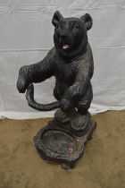 Late 20th century Black Forest style resin stick stand in the form of a bear standing on hind legs -