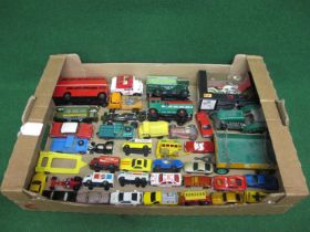 Box of diecast vehicles from Corgi, Solido, Dinky, Hot Wheels, Majorette, Corgi Juniors etc together