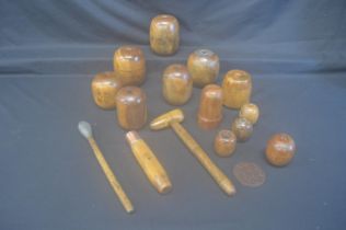 Quantity of 19th/20th century Lignum Vitae plumbers bobbies/dollies etc Please note descriptions are