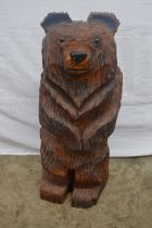 Carved wooden figure of a bear standing on hind legs - 86cm tall Please note descriptions are not