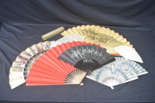 Group of nine vintage and later ladies hand fans Please note descriptions are not condition reports,