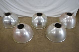 Set of five glass lined aluminium industrial style light shades - 47cm dia Please note