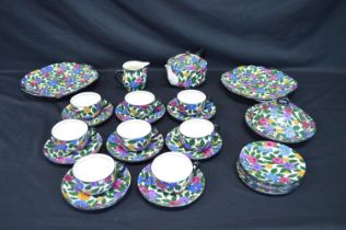 Cauldon china teaset having hand painted floral decoration to comprise: teapot, muffin dish, two