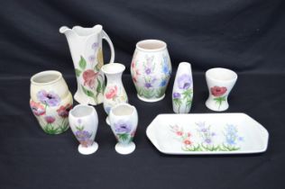Quantity of Radford pottery having hand painted decoration to include: vases, jug, small tray and