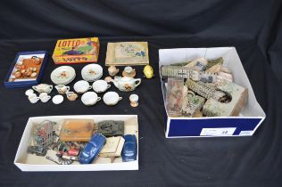 Collection of vintage toys and game to include: dolls tea china and Lotto game etc Please note