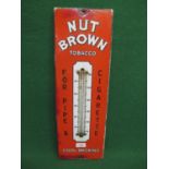 Vertical enamel advertising thermometer sign for Nut Brown Tobacco For Pipe And Cigarette Cool