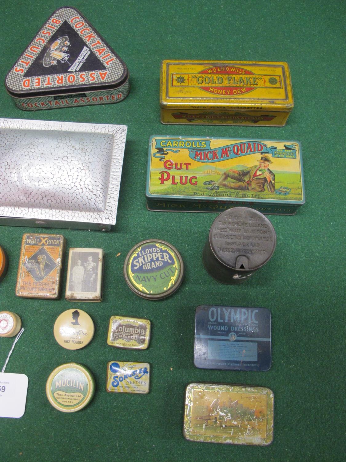 Box of smaller product tins to include: Mick McQuaid Cut Plug Tobacco, Beech Nut Chewing Gum, - Image 3 of 4