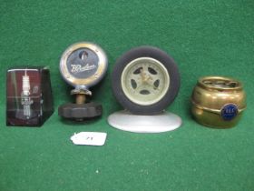 A Peerless Boyce Moto-Meter marked Long Island USA - 3.5" dia (damage to base), brass and enamel