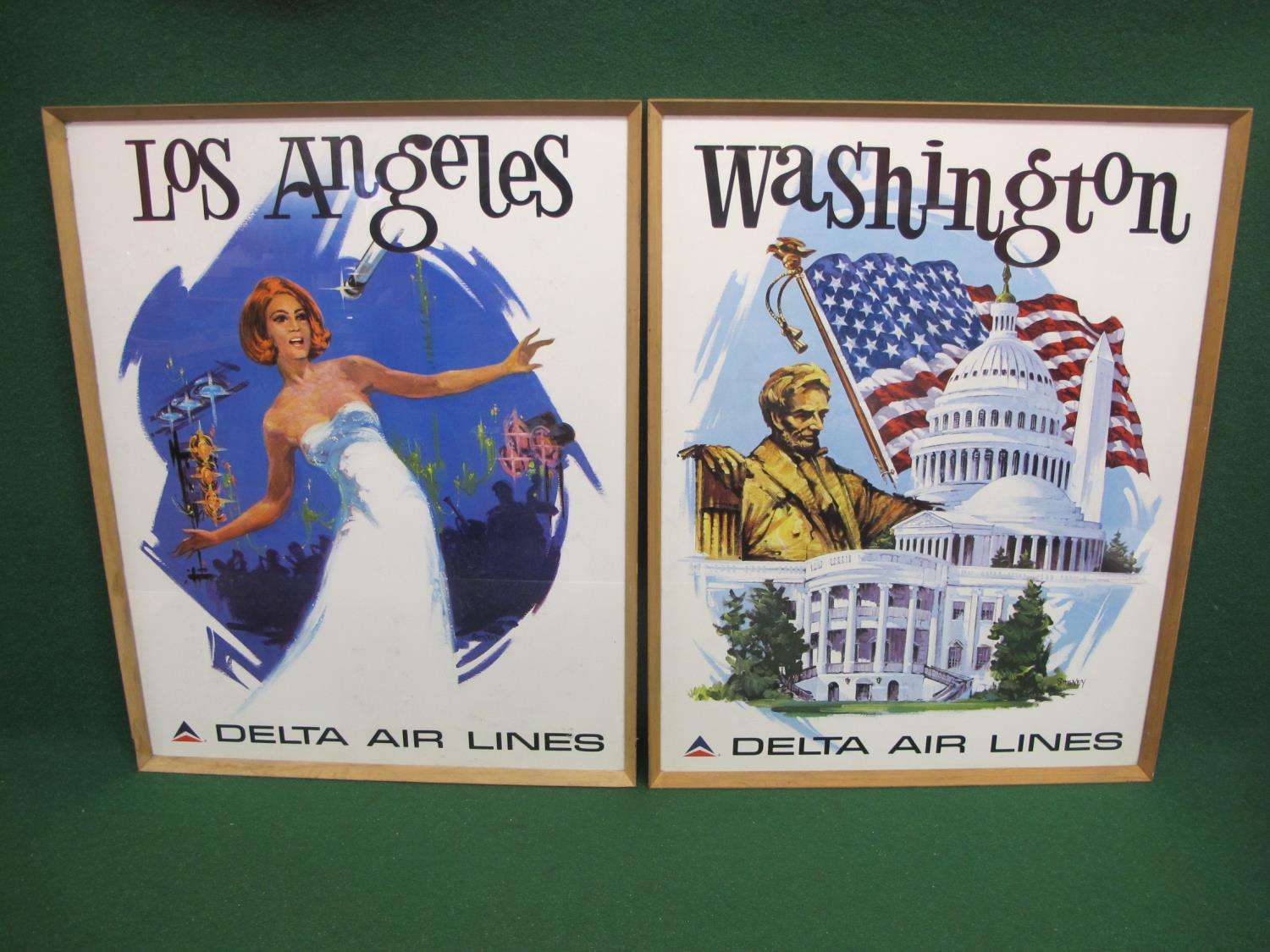 Set of six Delta Air Lines posters featuring colourful montages of Chicago, San Francisco, Las - Image 2 of 3