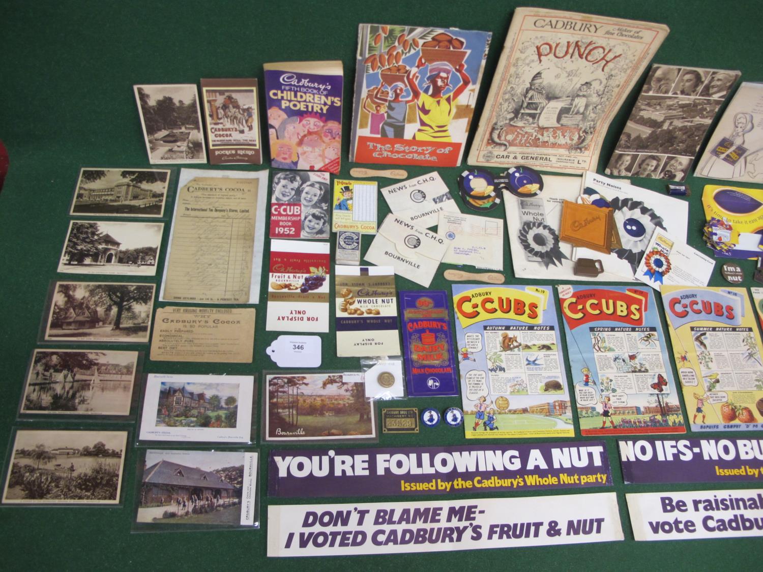 Quantity of Cadbury ephemera, Bournville postcards, Coco-Cubs booklets and badges, Fruit & Nut party - Image 2 of 3