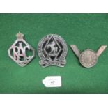 Three car badges to comprise: Invicta Military Vehicle Preservation Society, chrome RAC No. 89007