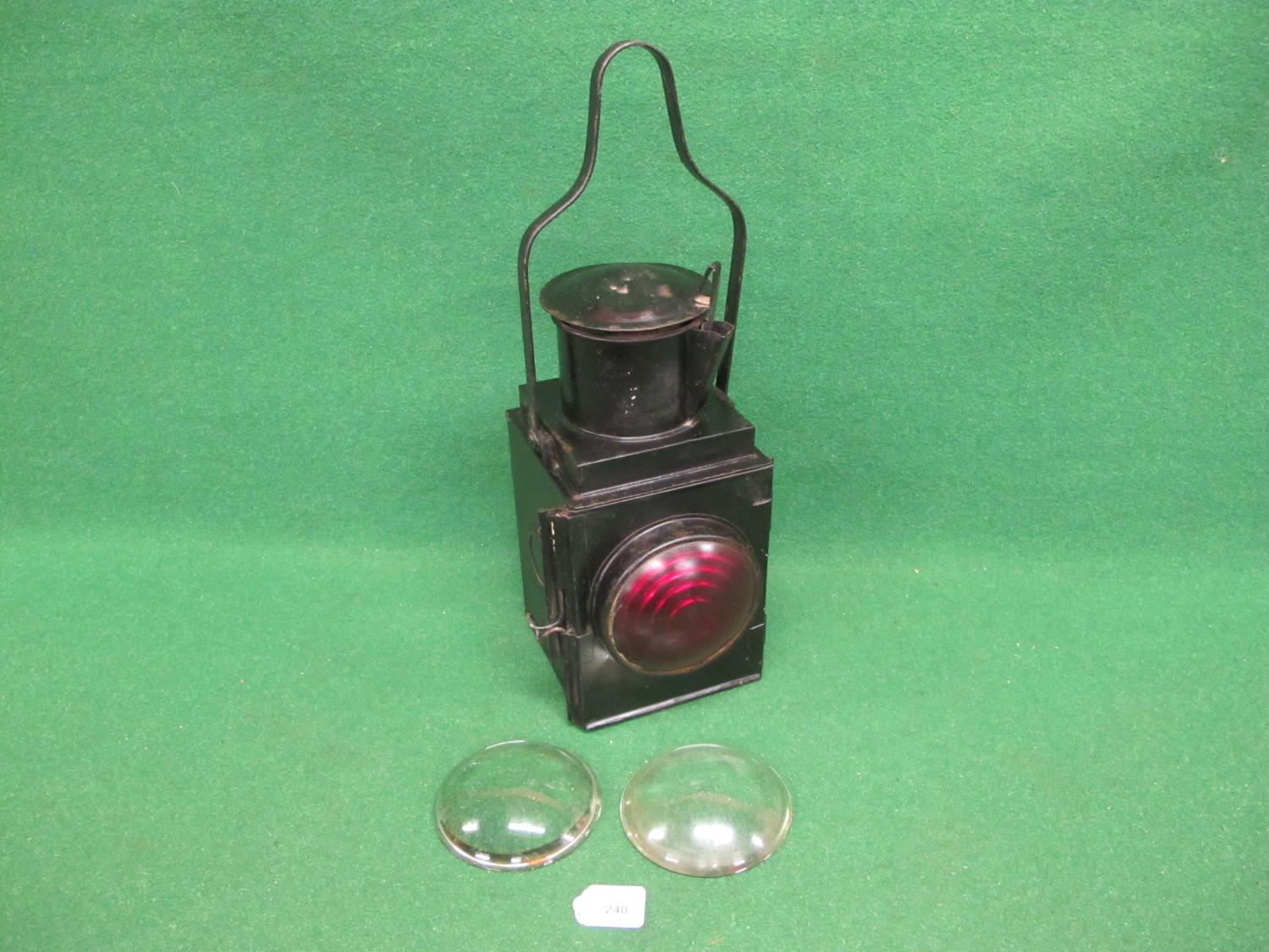BR(M) red lensed tail lamp with fuel tank, burner and top handle together with two clear glass