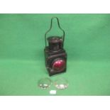 BR(M) red lensed tail lamp with fuel tank, burner and top handle together with two clear glass