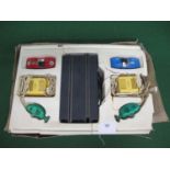 Part boxed slot car set from Circuit 24 (Made In France) containing: track, thumb controllers and