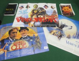 Thirty five 1980's/1990's quad film posters (folded) to include: War Of The Roses, White Fang, Wilt,