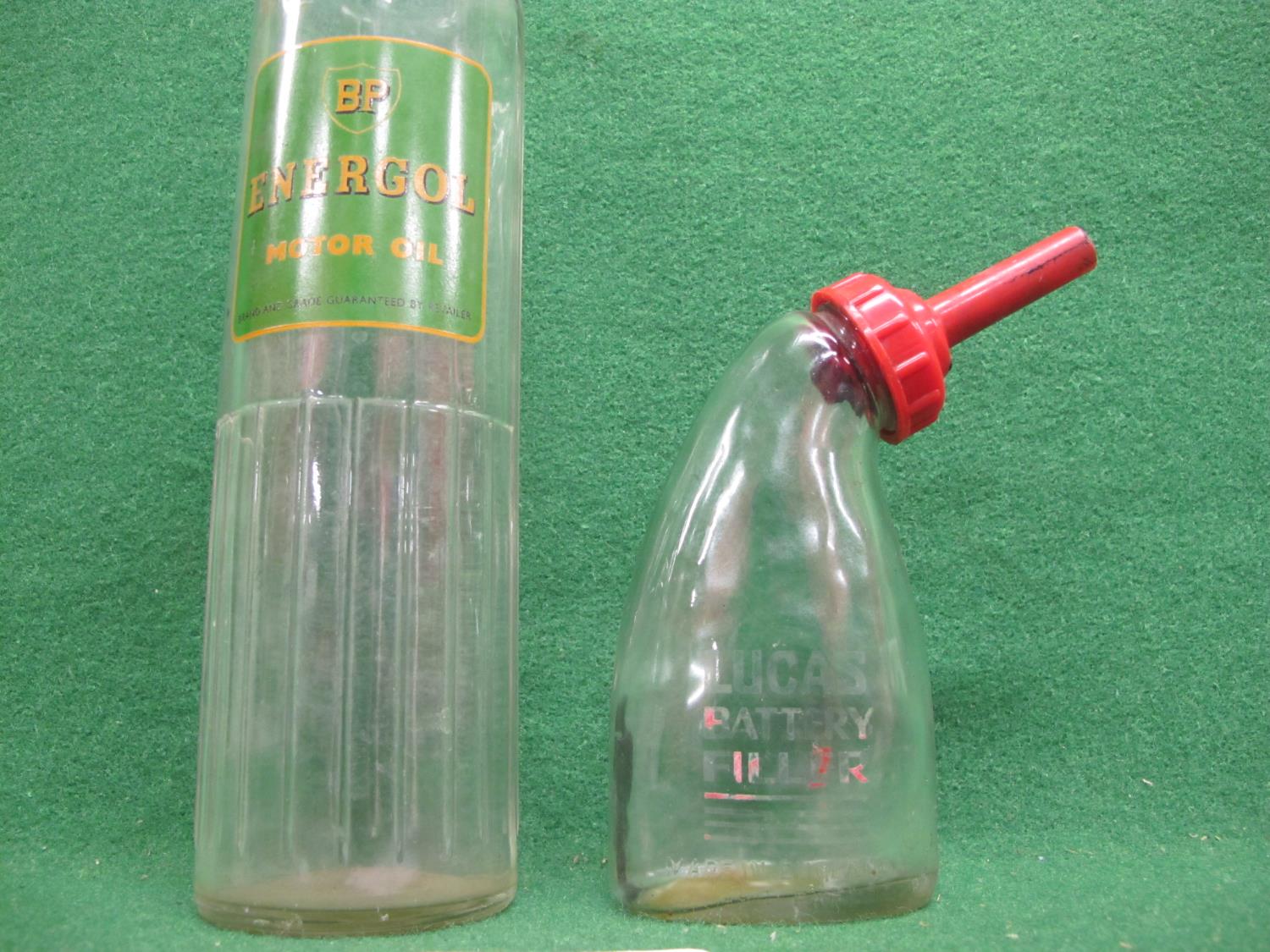 Glass bottle for BP Energol Motor Oil now with a Shell X10040 Motor Oil cap - 13.5" tall together - Image 2 of 3