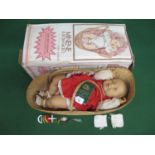 Berjusa (Spain) Baby Doll named Minene, date of birth: 21 February 1981 with original basket and