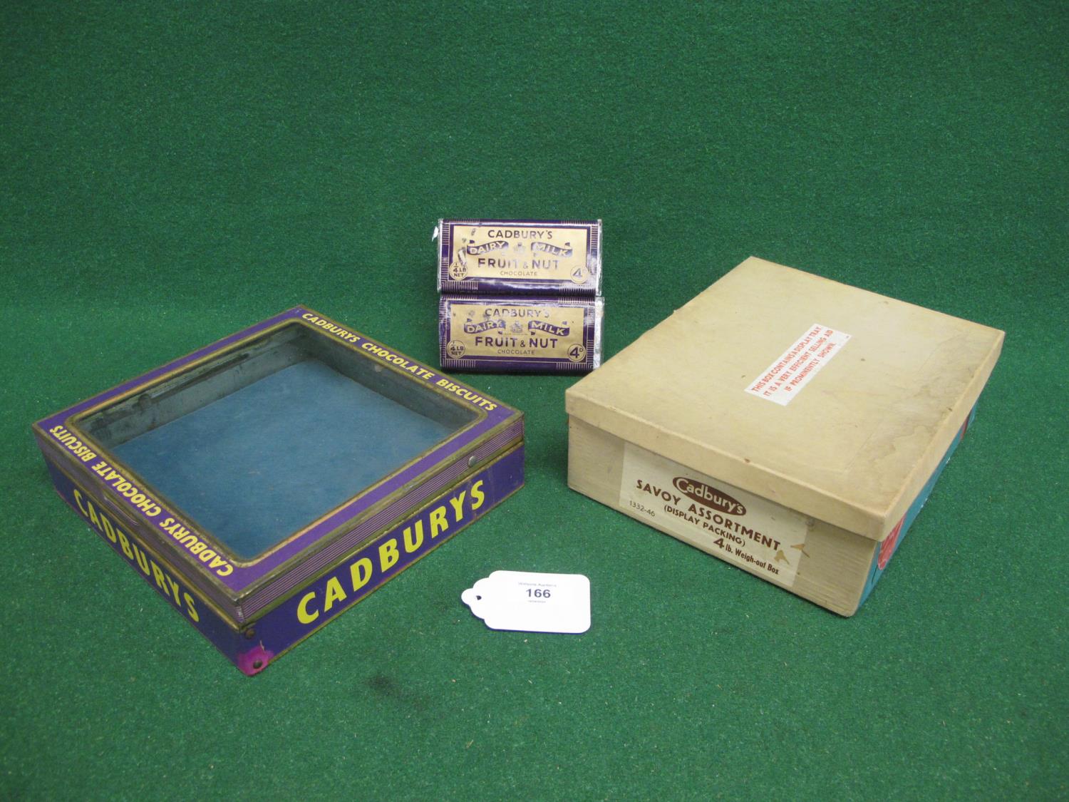 Cadbury - glass topped hinged biscuit tin - 9.25" x 8.75" x 2.5", cardboard display pack for Savoy - Image 3 of 3