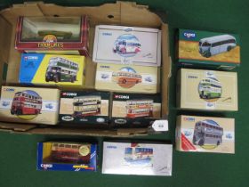 Twelve large (mostly 1:50 and 1:64 scale) Corgi buses and trams in various liveries to include: