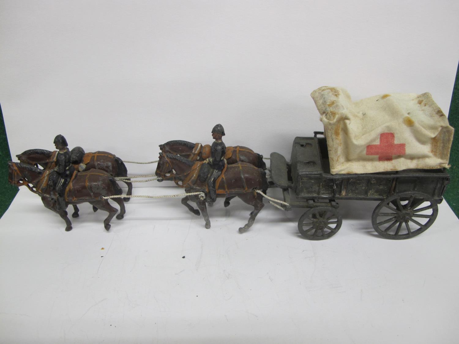 Britains four horse drawn ambulance wagon with canvas cover - 11" long Please note descriptions - Image 3 of 3