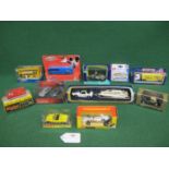 Eleven boxed vehicles from: Corgi, Dinky, Matchbox, Brumm, Burago, Maisto and a Marks & Spencer