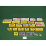 Box of approx twenty two colourful boxed mid 2000's Dinky vehicles and road signs (made for Atlas in