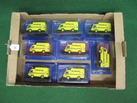 Eight boxed 2005 Official Michelin Collection diecast Renault Galion delivery vans with Bibendums on